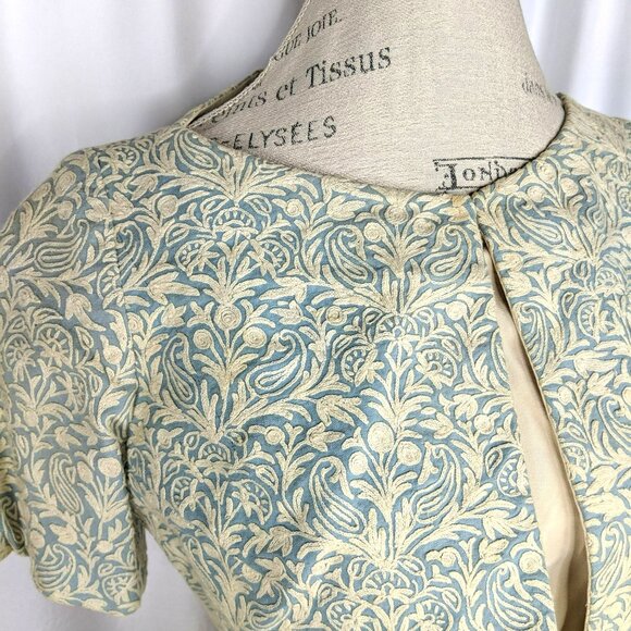 Vintage Gibson Bayh Embroidered Bolero 2 X Small Blue Cream - Picture 5 of 13